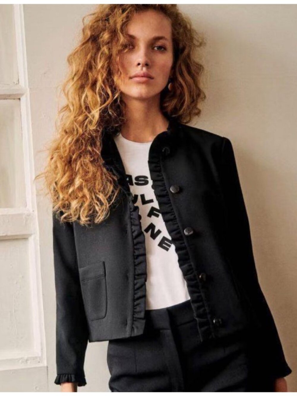 Sezane Hugo wool Jacket blue navy Marine SZm bust36.5
